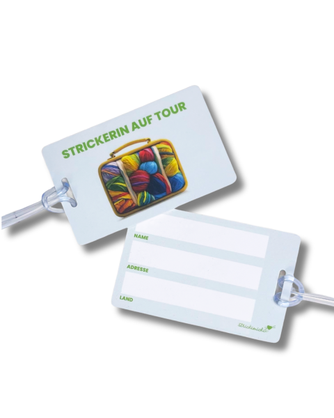 Kofferanhänger - Strickerin auf Tour